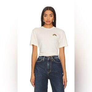 🌈 NWT Aviator Nation Rainbow Embroidery Boyfriend Tee - Sz Large